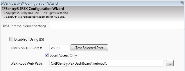 Configure IPSX Internal Server Settings