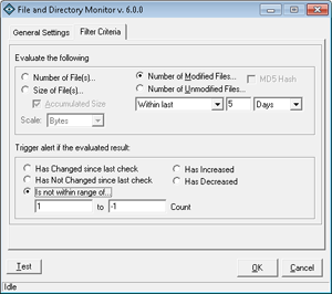 File and Directory Monitoring Add-In Screen Shot