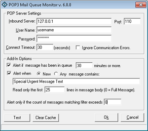 Inbound POP3 Mail Queue Monitoring Add-In Screen Shot