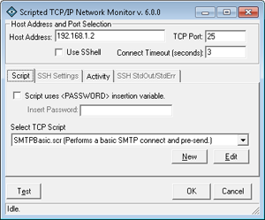 Scripted TCP/IP Network Monitoring and Notification Add-In Screen Shot