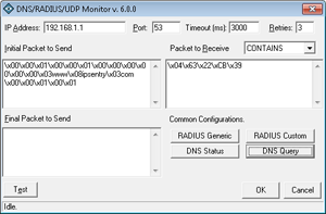 DNS, RADIUS, UDP Monitoring Add-In Screen Shot