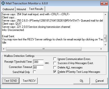 Mail Transaction Monitor Results